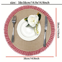 Alas Makan Bulat Linen Elegan Hitam Putih Geometris Berumbai Insulasi Modern Untuk Penggunaan Luar Ruangan Dekoratif Meja Renda Grosir