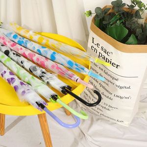 Parapluie transparent épaissi à pois frais, petit format, automatique, avec longue poignée, pour enfants, idéal pour les stands de rue, vente en gros - Product Image 3