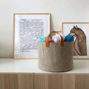 Handmade Cute Classic Kids Felt <b>Foldable</b> Toys Container <b>Laundry</b> Storage <b>Basket</b> - Product Image 1
