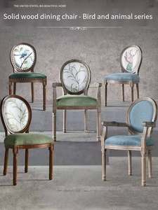 Sedie da Pranzo in Rovere Massiccio Stile Europeo Moderno con Finitura Anticata, <span class=keywords><strong>Nuovo</strong></span> Design Cinese, Arredamento per Casa, Ristorante, Caffetteria e Tempo Libero - Product Image 1