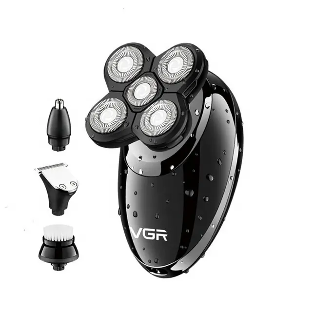 VGR 5 In 1 Electric Shaver for Men Rotary 5 Head Shaver Cordless Wet and Dry Beard Machine Shaving Electric Razor