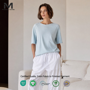 Conjunto de Dos Piezas de Algodón para Mujer, Camiseta de Manga Corta Raglán, Pantalones Anchos con Cordón, Ropa Casual para Exteriores SOFT11 - Product Image 1