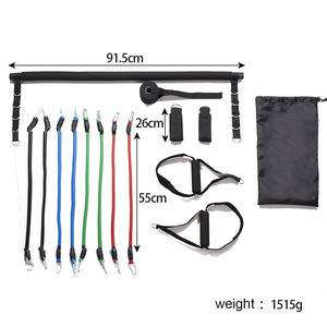 Kit de bâton de yoga noir multifonctionnel pour salle de sport avec logo personnalisé, sections d'usine, réglable avec bandes de résistance - Product Image 5
