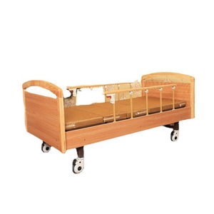 Cimai Wooden Manual Nursing <b>Bed</b> Single Double Size For Elderly Care Hospital Use With Wheels And Safety Rails - Product Image 1