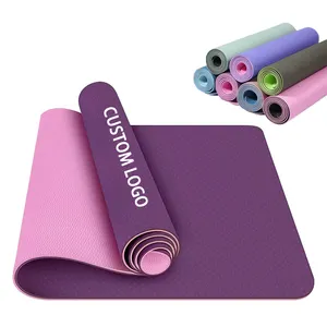 TPE Natural Rubber Wholesale Eco Friendly Home Exercise Equipment Mat 6mm Sweat Absorb Yoga Anti Slip Yoga Mat