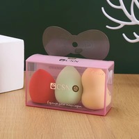 Éponge de maquillage PET transparente personnalisée boîte en plastique de houppette boîte d'emballage pliante pratique avec impression