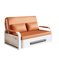 Sofá Cama Individual Convertible para Sala de Estar con Estructura Metálica, Asiento Doble Multifuncional para Balcón