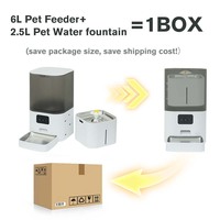 Ensemble distributeur automatique de nourriture et fontaine à eau pour animaux de compagnie, distributeur de nourriture 6L, station d'alimentation intelligente pour chats et chiens 2,5L, combo 2 en 1