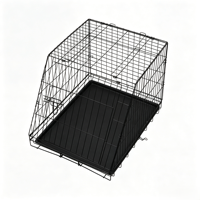 Cage de transport inclinée noire sur mesure pour animaux de compagnie, robuste, pliable, avec plateau en plastique, portable pour voiture