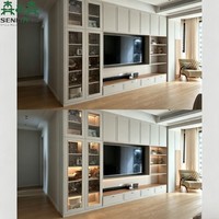 Meubles de rangement muraux modulaires et ajustables en bois pour salon, compatibles avec les téléviseurs 65 pouces, idéaux pour appartement