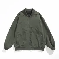 Blouson Bomber Noir, Bordures Côtelées & Poches Obliques, Manches Raglan, Veste Zippée Minimaliste Style Universitaire – Vente en Gros