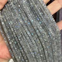 Perles carrées en lépidolite naturelle de 3 mm, facettées, en forme de dés, pierres précieuses rubis, pierres de guérison, perles pour la fabrication de bijoux DIY, brin complet