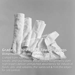 Chiffons en éponge blanche de qualité supérieure, récupérés, pour ateliers industriels, en coton blanc, pour le nettoyage - Product Image 2