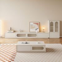 Ensemble meuble TV et table basse moderne et minimaliste pour salon, meuble de sol, meuble TV en bois massif de style nordique, luxe léger