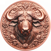 Pièce de monnaie en cuivre ultra haute définition, motif buffle, 1 once Troy, 999 cuivre pur, lingot, conception personnalisée, vente en gros, médaille commémorative