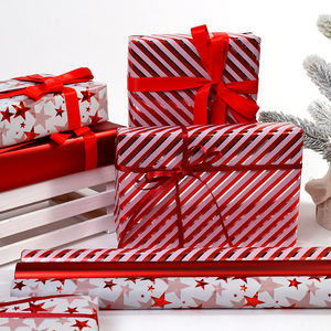 Papel de regalo de estrella de Navidad de nuevo diseño 43*300 cm rollo de papel metálico embalaje - Product Image 3