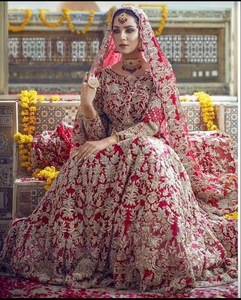 Elegante Lehenga Choli Tradicional Indio/Pakistaní de Georgette, Largo hasta el Suelo, con Bordado Zardozi, para Novia, Última Moda 2020 - Product Image 2