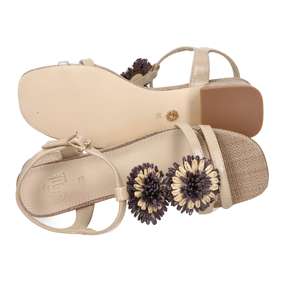 Sandales à talons pour femmes Gold & Gold, couleur beige, talon de 4 cm, taille 36, détail floral - Product Image 6