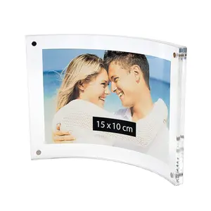 Porte-photo double face 4x6 Cadre photo en acrylique à sublimation incurvé magnétique pour la décoration