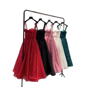 S2027F Nuovo Stile Abito da <span class=keywords><strong>Sera</strong></span> Senza Spalline Elegante Snellente in Chiffon Estivo con Paillettes <span class=keywords><strong>e</strong></span> Tulle, Vita Naturale, Traspirante per Feste - Product Image 5