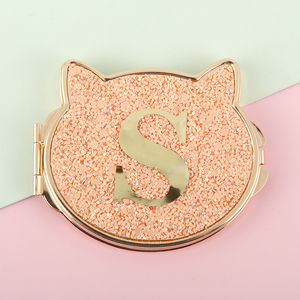 Cat Shape Foldable Double Sided <b>Makeup</b> <b>Mirror</b> Portable Pocket Vanity <b>Mirror</b> <b>Magnifying</b> Travel Cosmetic <b>Mirror</b> Orange Glitter - Product Image 3
