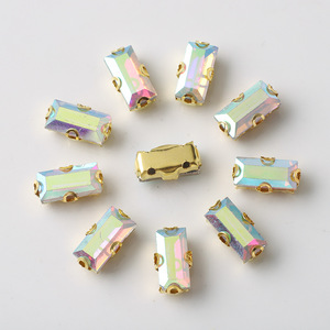 5x10mm Rectangle Strass-4 trous Coudre-On Flatback pour DIY Vêtements/Chaussures/Accessoires de Mariage - Product Image 4