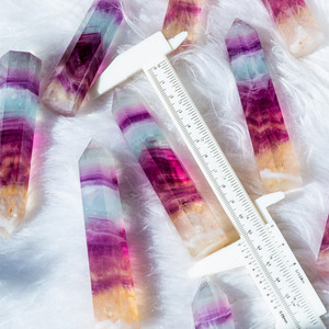 Wholesale Factory Custom Polished High-quality Pink Purple Watermelon Fluorite Crystal Tower Home Decoration UV Printed <strong>Longma</strong> - Product Image 5