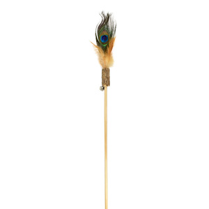 Vente directe d'usine de bâtonnets en bois avec plumes de paon, jouets pour chats, jouets à mâcher et bâtonnets pour pattes de chat. Jouets pour chats en gros. - Product Image 5