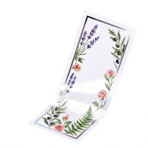 Pegatina Decorativa Floral de PET Impermeable, Pegatina Adhesiva Botánica Transparente de Lavanda y Rosa - Product Image 3