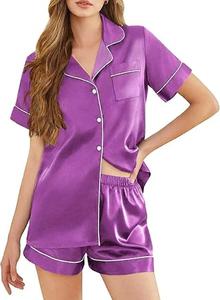 Set in Seta Satinata Quiet Girl, Completo Due Pezzi, Abbigliamento da <span class=keywords><strong>Notte</strong></span> e Loungewear, Set con Bottoni, Camicia da <span class=keywords><strong>Notte</strong></span> per Donne - Product Image 6