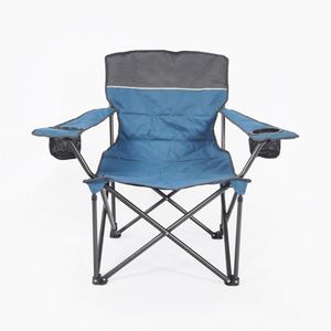 Outdoor Adjustable Height <b>Folding</b> Camping <b>Chair</b> with <b>Padded</b> Cushions Polyester Fabric and Metal Frame - Product Image 1