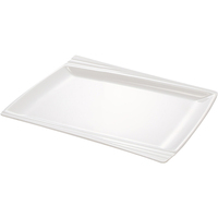 Assiette rectangulaire en mélamine blanche pour restaurant, hôtel, dessert, fruits, poisson, sushi