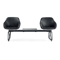Chaise d'attente 3 places en fer argenté pour salle d'attente clientèle, hôpital, aéroport, banque, centre commercial, avec accoudoirs, usage commercial, facile à nettoyer