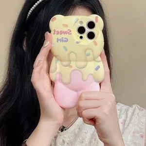 3D เคสซิลิโคนลายหมีละลายน่ารักสำหรับ iPhone 14 13 PRO MAX 13 12 11 Pro x XR XS MAX - Product Image 3