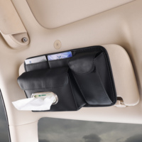 Organisateur de pare-soleil de voiture 3-en-1 de luxe en cuir PU, étui à lunettes de soleil, boîte à mouchoirs, porte-documents, pochette adaptée à Toyota Tesla VW