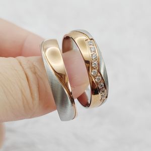 バレンタインデージュエリークラウンラバーリングプロミスローズゴールデン彼と彼女の結婚式の婚約指輪セットカップル用 - Product Image 2