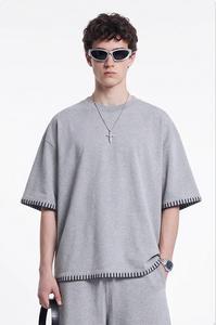 Camiseta de <span class=keywords><strong>Hombre</strong></span> Estilo Americano, Formal, Tejido Sólido de Poliéster/Algodón, Corte Regular, Cuello Redondo, Manga Corta - Product Image 2
