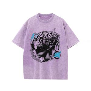 เสื้อยืดผู้ชายย้อนยุคเสื้อคอเต่าผ้าฝ้าย100% โอเวอร์ไซส์พิมพ์ลายดิจิตอลเสื้อฮิปฮอปผ้าคอตตอนคุณภาพสูง - Product Image 1