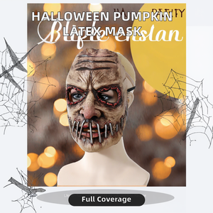 قناع لاتكس على شكل يقطين الهالوين مع فم كبير وأظافر مرعبة للحفلات - Product Image 3