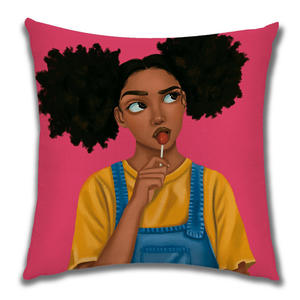 Infare decorazione per la casa divano cuscino lombare copertura moderna testa esplosiva stampa digitale carina federa ragazza africana - Product Image 2