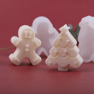 Moldes de Silicona Grandes para Hacer Velas, con Diseño de Hombre de Jengibre y Árbol de Navidad 3D, de Grado Alimenticio, para Manualidades - Product Image 3