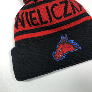 Odm 100% Acrylic Dệt Kim Pom Pom Cap Cho Nam Giới Tùy Chỉnh Thêu Vá Màu Đỏ Đen Mùa Đông Beanies Windproof Hộp Sọ Ấm <span class=keywords><strong>Bobble</strong></span> Mũ - Product Image 6