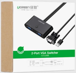 UGREEN สวิตช์ <span class=keywords><strong>VGA</strong></span> <span class=keywords><strong>2</strong></span> เข้า <span class=keywords><strong>1</strong></span> ออก <span class=keywords><strong>2</strong></span> พอร์ต สวิตช์เสียงและวิดีโอ กล่องแยกสัญญาณวิดีโอ <span class=keywords><strong>VGA</strong></span> สำหรับพีซี ทีวี จอภาพ - Product Image 4