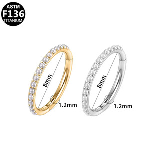 Anneau de nez en forme de cœur en alliage de titane F136 avec incrustation de zircon pour bijoux de piercing unisexe - Product Image 4