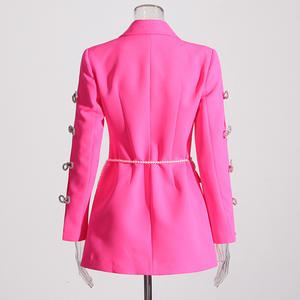 A7727 giacca invernale da donna rosa <span class=keywords><strong>fucsia</strong></span> nera classico blazer e <span class=keywords><strong>cappotto</strong></span> da donna a maniche lunghe - Product Image 4