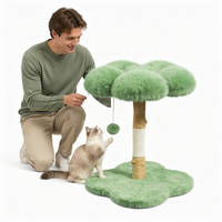 Arbre à chat moderne de luxe, tour d'activités pour chat d'intérieur avec poteau à gratter en peluche, jouet en sisal, 2 niveaux, montage facile, livré en carton