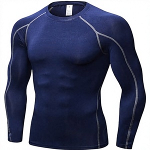 Chemise de performance à manches longues pour homme, coupe ajustée, compression, séchage rapide, écologique, en spandex/polyester, couche de base athlétique - Product Image 1