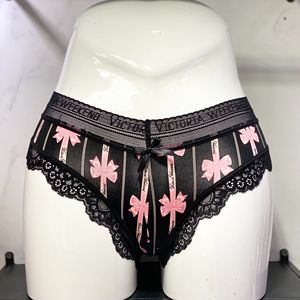 Culotte G-string sexy en dentelle tricotée en coton respirant sans couture avec nœud imprimé pour femme – Collection haut de gamme très prisée - Product Image 4
