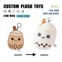 Mascotte en peluche professionnelle personnalisée de 12 cm en forme de thé au lait, avec rembourrage sûr, jouet en peluche personnalisé, cadeau promotionnel, adorable porte-clés en peluche personnalisé