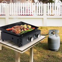 Gril de table portable à gaz 1 brûleur en acier émaillé, barbecue d'extérieur sur chariot, hauteur réglable, sécurité flamme